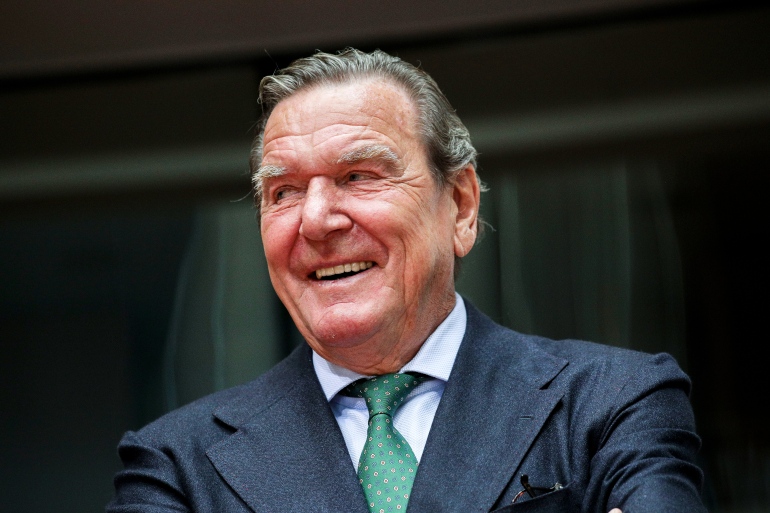 1-69-1 epa08519474 Former German Chancellor Gerhard Schroeder, prior to a hearing on the 'Nord Stream 2' Baltic gas pipeline at the Bundestag in Berlin, Germany, 01 July 2020. The Bundestag's Economic and Energy Committee holds a public hearing meant to ensure the sovereignty of German and European energy policy decisions. The 'Nord Stream 2' describes the second gas pipeline, currently under construction, consisting of two tubes, from Russia through the Baltic Sea to Lubmin in the German federal state of Mecklenburg-Western Pomerania. EPA-EFE/OMER MESSINGER