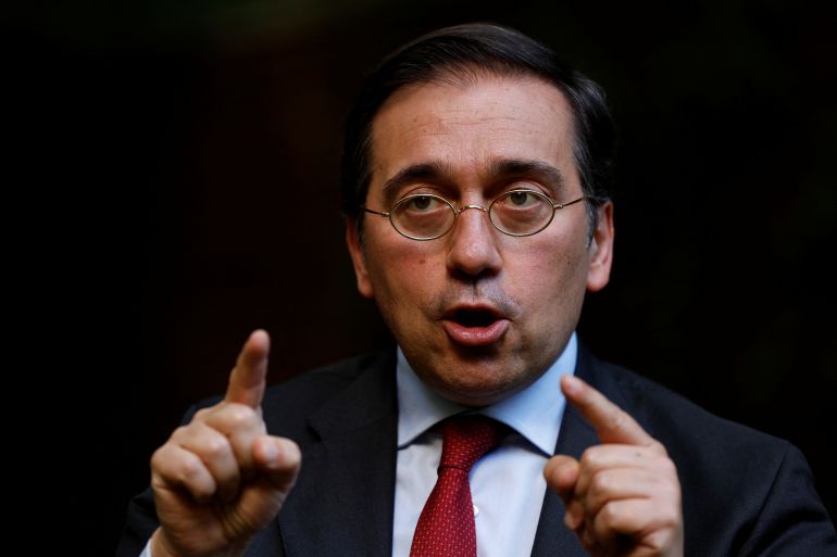 rts8ihv2-1 Spanish Foreign Minister Albares speaks during an interview with Reuters in Madrid