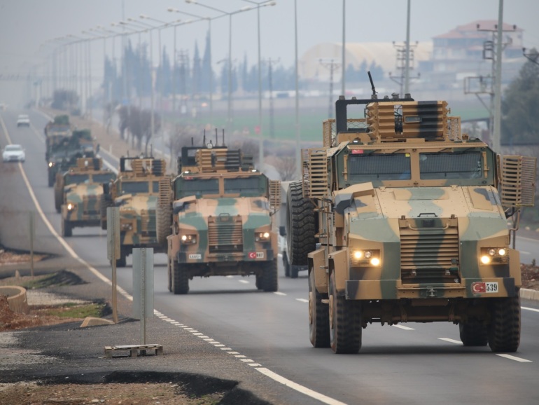 2a877d0a-e020-4f8f-ba59-9a65e2e6c428 Turkey’s deployment of reinforcements to observation points in Syria's Idlib- - HATAY, TURKEY - FEBRUARY 12: A convoy of Turkish Armed Forces arrive in Hatay province of Turkey to being deployed to to observation points in Syria's Idlib, on February 12, 2020.