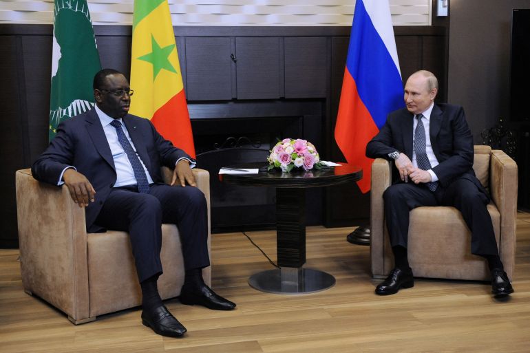 rts8dbht-1-1 Russia's President Vladimir Putin meets with Senegal's President Macky Sall in Sochi