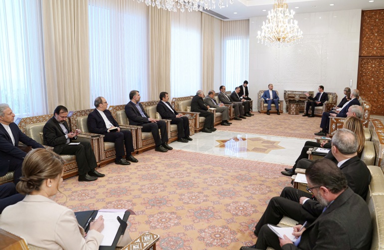 rts97ta8 Iran's Foreign Minister Hossein Amir-Abdollahian meets with Syria's President Bashar al-Assad in Damascus